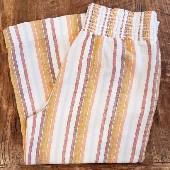 cloth & stone Pants - cloth & stone - Women's - Striped Pants - Linen Blend - Crop Wide Leg - Size M